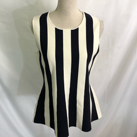 Ann Taylor Atlantic Striped Knit Peplum Top L - Picture 2 of 6